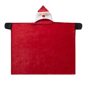 NWT Your Zone Kids Christmas Red Santa Glow in the Dark Hooded Throw blanket